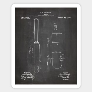 Cooking Knife Patent - Kitchen Chef Cook Farmhouse Art - Black Chalkboard Sticker